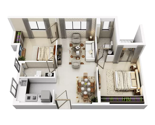Tower 5 apartment 2 bhk  flat A floor plan