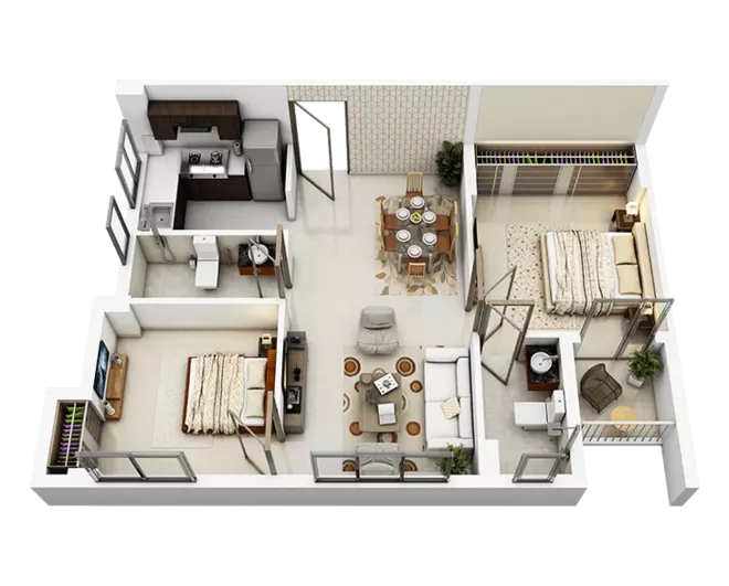 Tower 5 apartment 2 bhk floor plan