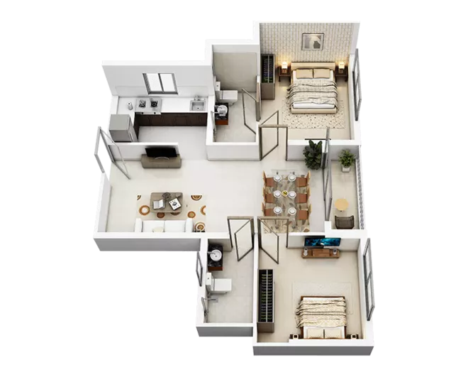 Tower 6 apartment 2 bhk FLAT C floor plan