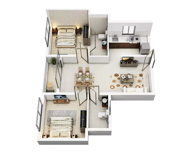 Tower 6apartment 2 bhk floor plan