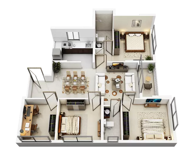 Tower 6 apartment 3 bhk floor plan