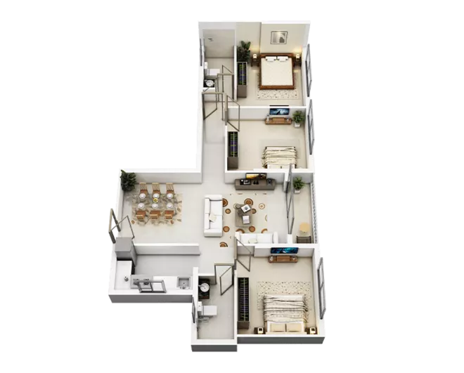 Tower 6 apartment 3 bhk FLAT B floor plan