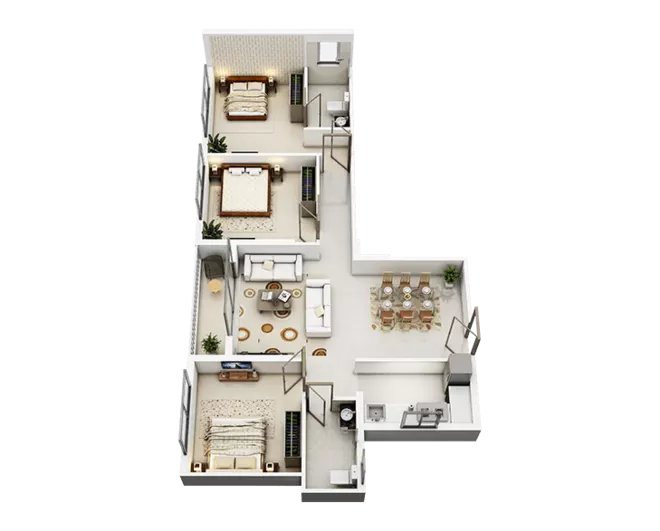 Tower 6 apartment 3 bhk FLAT N floor plan