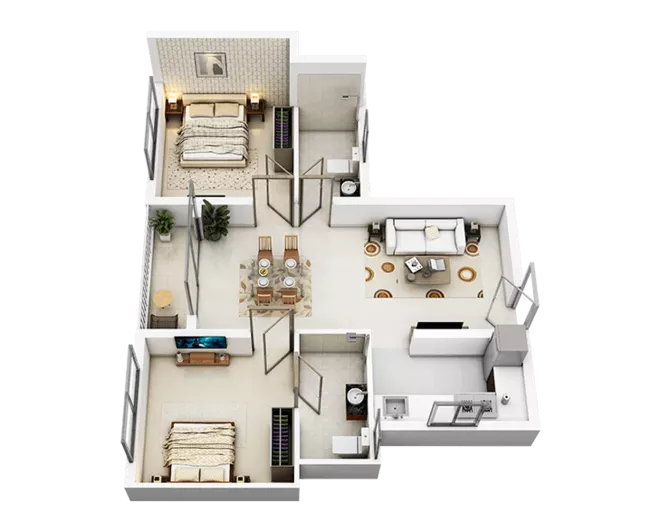 Tower 6 apartment 3 bhk FLAT R floor plan
