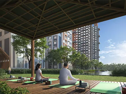 Open-to-sky yoga deck in Urban Lakes