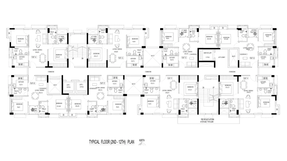 4 BHK premium apartment layout in Kolkata