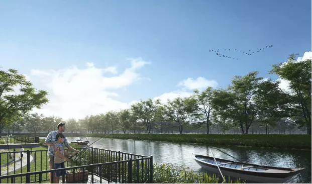 Spacious outdoor areas inside Urban Lakes township