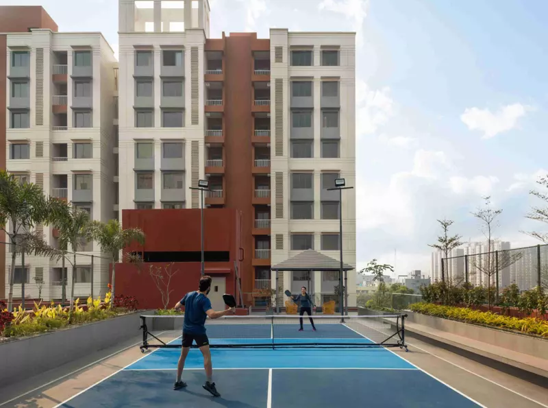 Indoor badminton court in luxury apartments
